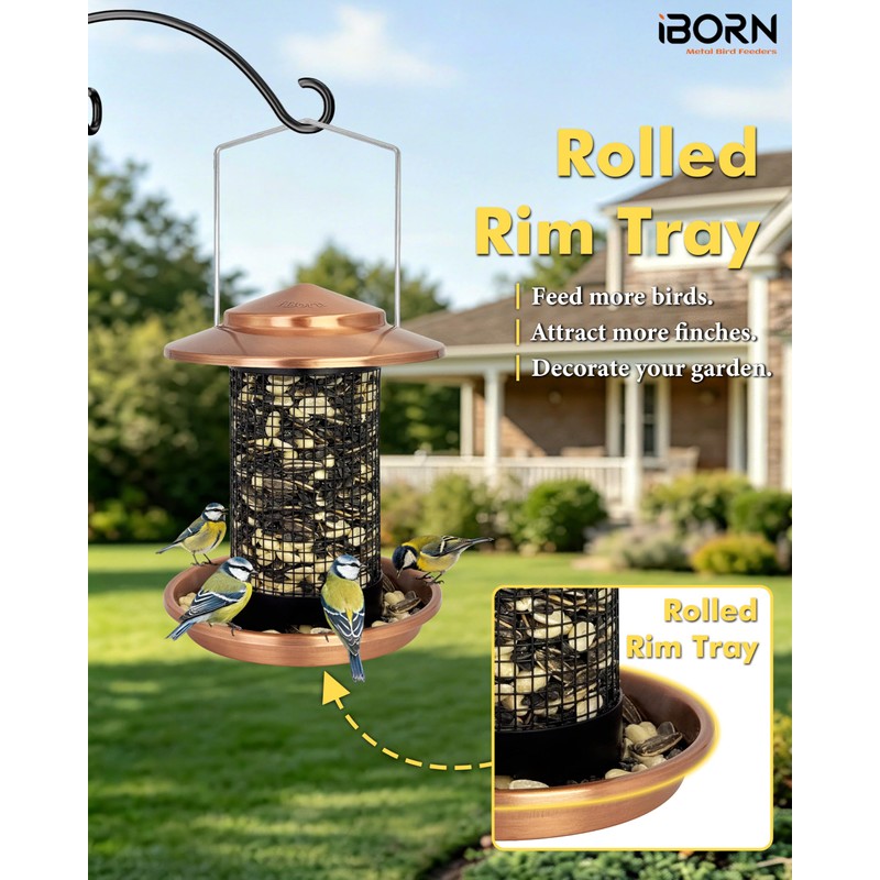 Metal Peanut Bird Feeder for Outdoors, Chew Resistant, 2.2lbs, 1Pk,