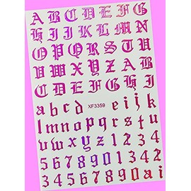 Art Latin Roman English Alphabet Letters Numbers 3D Nail Art Sticker Rose Red for Nails Design Nail Art Stickers Decals Supplies Manicure Tips Sticker Colorful for Nail Decorations