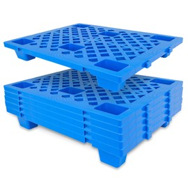 Plastic Pallets 23.6" x 19.7" x 3.9", Lightweight Water-Proof Floor Pallet with Breathable Grid for Indoor Outdoor, Warehouse, Garages, Kitchen, Basement (6 Pack, 1100lbs Load Capacity, Blue)