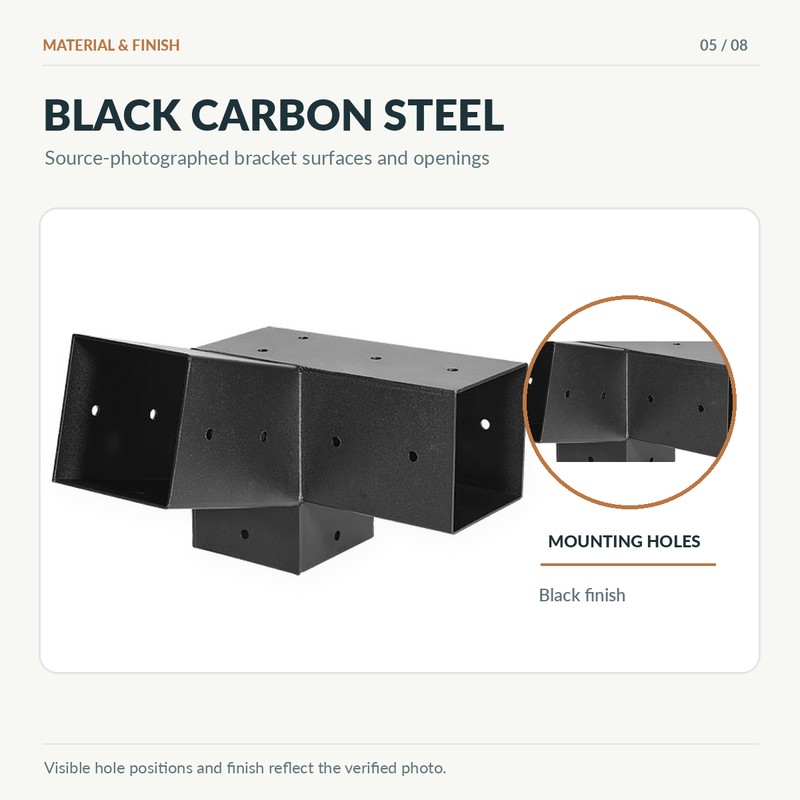 4x4 Pergola Bracket Kit, Carbon Steel 3-Way Slanted Connectors for