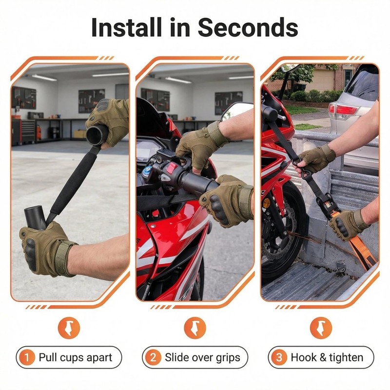 CTMAOYI Motorcycle Handlebar Straps for 32" Handlebars - Adjustable Tie