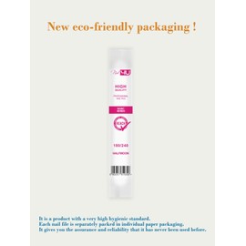 Nail Files Half Moon Professional Emery Boards for False Nails Acrylic Gel Tips Manicure tools Double sided Nail File 180/240 Grit by Nail4U Pack of 25