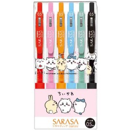 Kamiojapan 301603 Chiikawa Sarasa Rollerball Pen, 0.5, 6 Colors, One Size