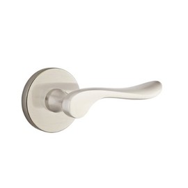 EMTEK Disk Rosette Privacy Set with Matching Finish Luzern Lever - Choice of Left/Right Handing and 7 Finishes - 5209LULHUS15 - Left Handed (LH) - Satin Nickel (US15)
