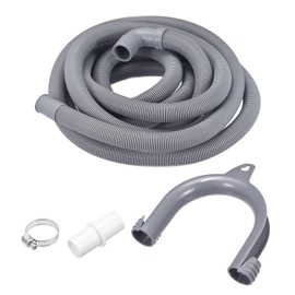 MECCANIXITY Washing Machine Drain Hose Extension Kits 13.12ft Gray for Automatic Washing Machine with Elbow and Extension Adapter, U-Bend Hose Holder, 2 Clamps