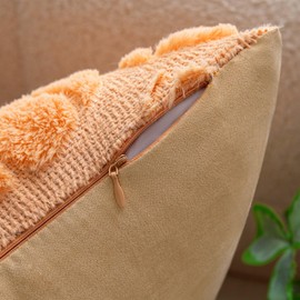 COSIBONO Pumpkin Fall Decorative Throw Pillow Covers 20"x20", Set of 2 Light Gold Soft Faux Fur Pillow Covers for Autumn Harvest, Fluffy Plush Accent Pillow Cases for Farmhouse Couch Cushion Covers