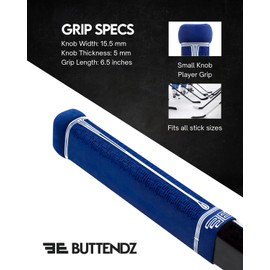 Buttendz Fusion Z Hockey Stick Replacement Grip - Reusable Design, Small Knob Player Grip for Top Hand Mobility, Fits All Stick Sizes (Blue, White Drip)