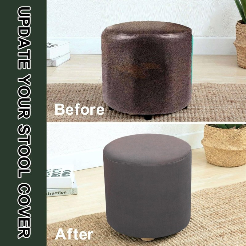 Velvet Round/Square Ottoman Covers Slipcover Stretch to Fit Outdoor/intdoor Small/Large/Extra