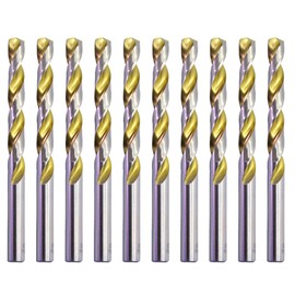 Drill Bit Set 10Pcs 1/16 in. Titanium Nitrided High Speed Steel HSS Jobber Twist Drill Metal Steel