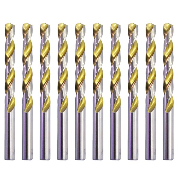 Drill Bit Set 10Pcs 1/16 in. Titanium Nitrided High Speed