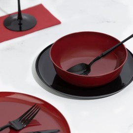 Blue Sky Edge Cranberry Bowls - 16 oz (10 Count) Disposable Round Plastic Bowls for Parties, Events & Special Occasions