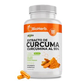 BioHerb® | Cúrcuma 95% Curcuminoides Estandarizados | 180 Cápsulas | Extracto de Raíz de Cúrcuma | Suplemento Alimenticio | Calidad Premium