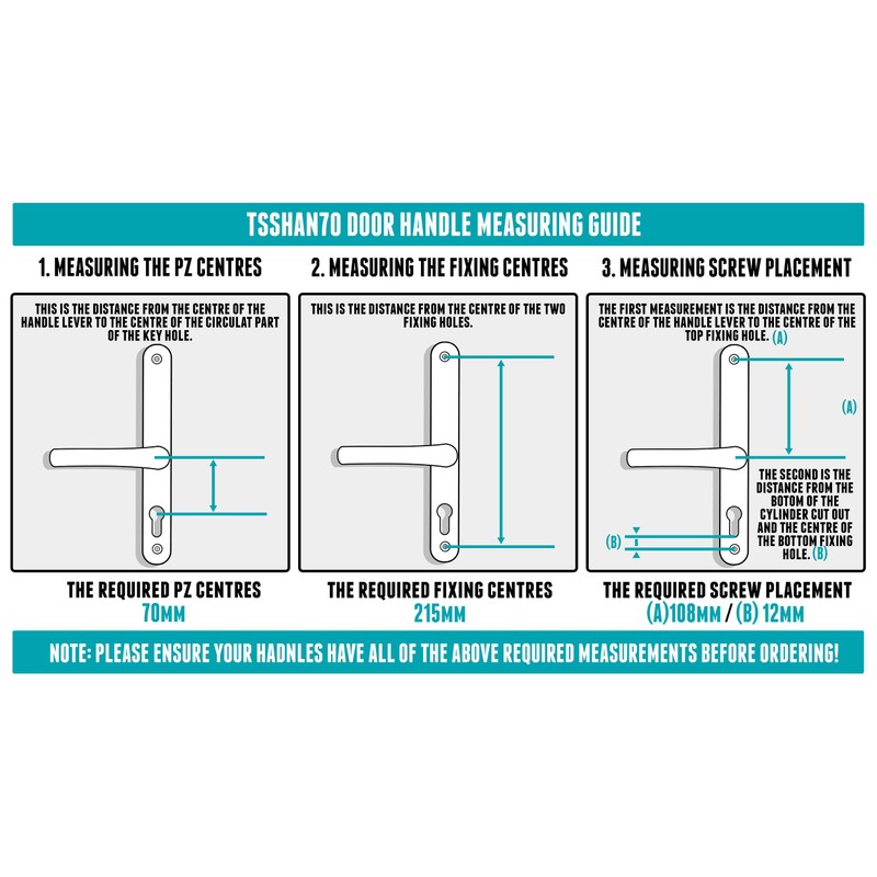 70mm PZ UPVC Door Handles Set Suits Cego Locks -