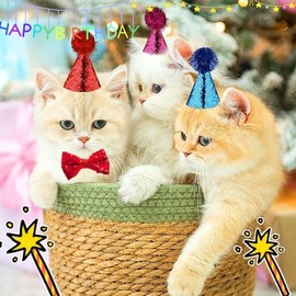 Jacsoii 8pcs Mini Small Dog Hats Cat Birthday Party Hat Rabbit Hats for Holiday Wedding Puppies Kittens Costume Accessories