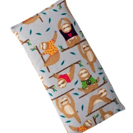 Whiffy Bean Bags Microwave Heating Pad Filled With Flax Seed and Choice of Dried Herbs, Herbal Cold Pack, Good Size for Back Pain and Cramps, Hot and Cold Therapy, 6" x 12" (Yoga Sloth, Lavender)