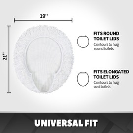 TREETONE Shaggy Chenille Bathroom Toilet Lid Cover, Ultra Soft Plush Seat Covers, Fluffy Absorbent, 19x21 Inches, Standard Toilet Lids for Bathroom Machine Wash & Dry, White