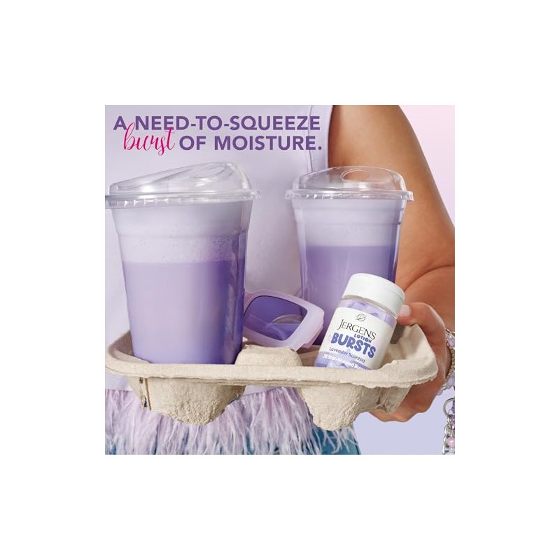 Jergens Lavender Lotion Bursts, Squishy Star-Shaped Moisturizer Bursts, 38 Ct