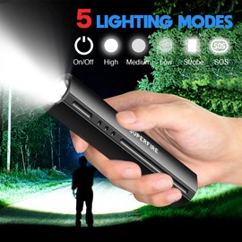 Rupyria LED Mini Flashlight Rechargeable,Super Bright Small Flashlight High Lumens,Best Handheld Flashlights for Emergencies, Powerful USB C Flashlights for Home,Camping,Walking,Hunting,Travel,Hiking