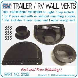 Rugged RV Parts TRAILER SIDE WALL AIR VENTS, BLACK 2 inner, 2 outer, Utility, Livestock, Tool