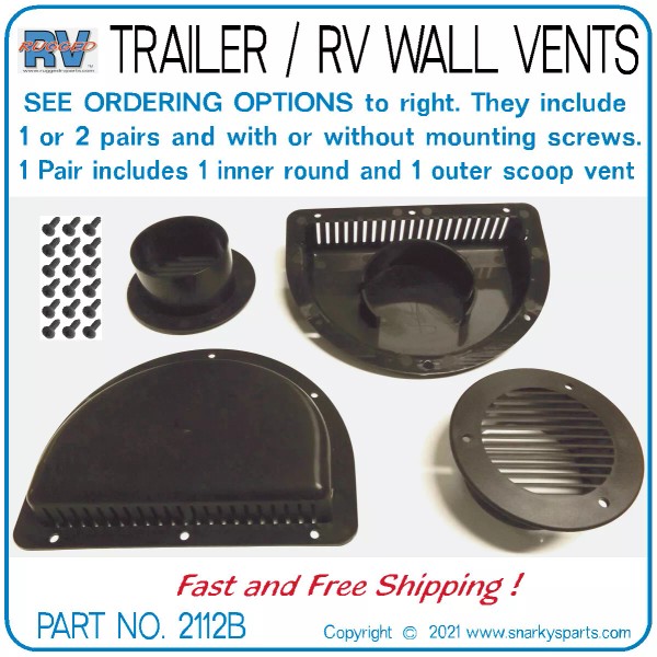 Rugged RV Parts TRAILER SIDE WALL AIR VENTS, BLACK 2
