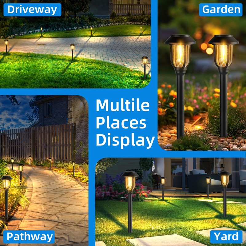 ILANCK 12 Pack Solar Lights Outdoor, Solar Pathway Lights Waterproof