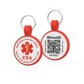 ESA Dog Tag, QR Code Dog Tag, Modifiable Free Pet Online Profile, Scannable QR Code, Scan QR Send Instant Pet Location Alert Email, Silicone Lightweight Pet ID Tag for Dog and Cat (Red, Regular)
