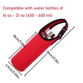 2 Pieces Water Bottle Carrier, LORITARIA Neoprene Sleeve Cup Carrier Pouch with Carrying Handle,Fit for 16oz-21oz Portable Sport Water Bottle - Red, Blue