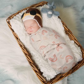 GLLQUEN BABY Swaddles for Newborn - 3 Pack Swaddle 0-3 Months, Newborn Swaddle for Baby Boys and Girls, Soft Swddle Sack, Swaddle Blanket Wrap, Easy Change Swaddle, Rainbow & Waves