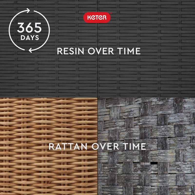 Keter Rio 3 Piece Resin Wicker Patio Furniture Set with