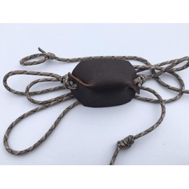 Desert Camo Paracord and Leather Cupped Pouch Shepherd Sling Handmade by David The Shepherd