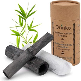 Orinko Organic Binchotan x3 Activated Charcoal Filter for Water Pitcher, 4.5 Liters, Bamboo, X3, 30.0 grams, 1 Year Filtering, Stick