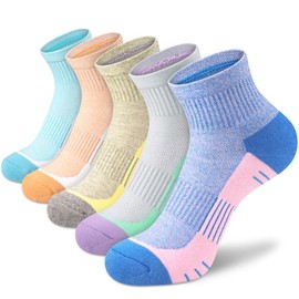cuangya Performance Ankle Socks for Women Athletic Running Socks Hiking Cushioned Cotton Blend Quarter 5-Pairs