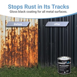 RUST BULLET BlackShell - Gloss Black - 1 Quart - Corrosion Preventive Coating, UV Resistant Rust Proofing Paint, Long-Lasting Metal Protection
