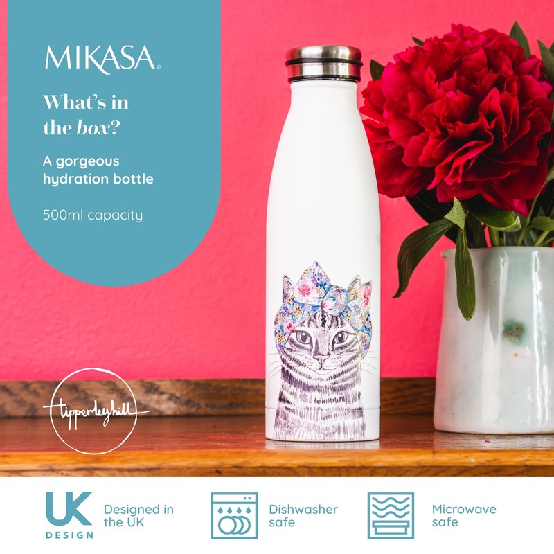 MIKASA Tipperleyhill Double-Walled Stainless Steel Bottle, 500 ml Vacuum Insulated