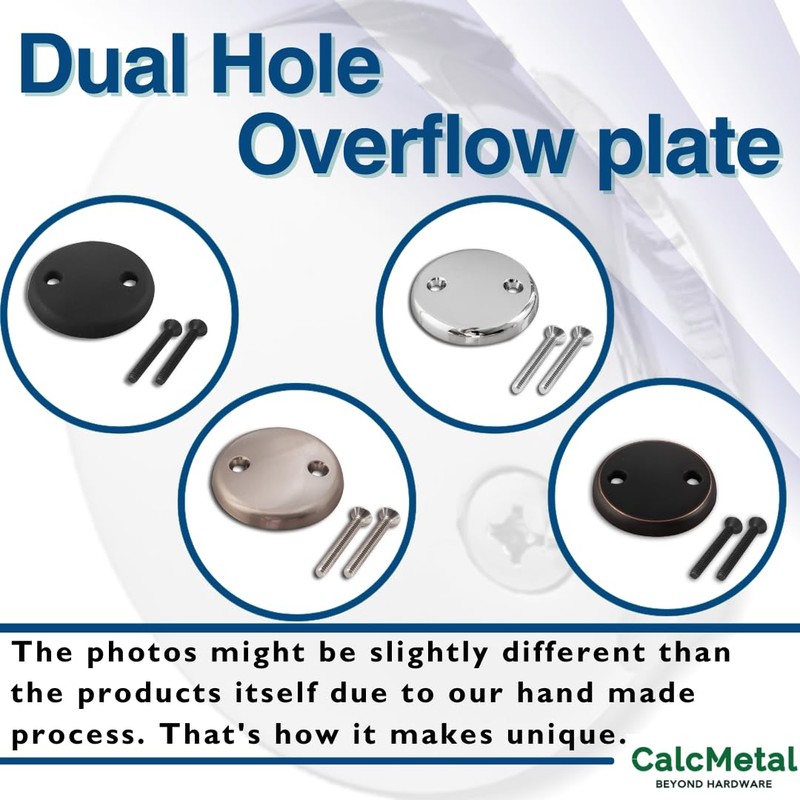 CalcMetal Dual Hole Bathtub Drain Overflow Plate with Two Matching