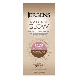 Jergens hidratante natural para el rostro con protector solar, Medium to Tan, 1 paquete