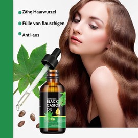 Shefave Rizinusöl Kaltgepresst Black Castor Oil, Kopfhaut Öl Rizinusöl für Wimpern und Augenbrauen, Hair Growth Oil, 100% Rein, Organic Rizinus Öl für Körper, 60ml