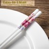 Ceramic Chopsticks Reusable Dishwasher Safe 5 Pairs Porcelain Chopsticks,9.7-Inch (Red