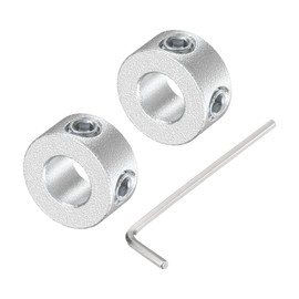 sourcing map Set Screw Shaft Collar for 6mm Shaft, 2pcs Clamping Collars 12mm OD, 6mm Thickness, Aluminum Alloy Clamp-On Collar with M4 Set Screws and a Wrench