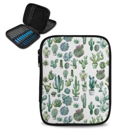 YUVAMAGIMO Cactus Empty Knitting Needles Case Portable Travel Crochet Hooks Case Zipper Storage Bag Organizer with Pocket for Carrying Knitting Needles and Crochet Accessories