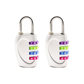 4-Digit Password Lock, 2 Pack Combination Locker Padlock with Colorful Lock Wheel for Luggage Suitcase/Drawer/Cabinet Door (Silver)