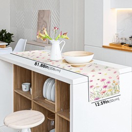 Biiange Floral Table Runner, Lavender Spring Table Runner, Indoor Outdoor Dinner Party Decor, Floral Decorative Rustic Farmhouse Table Decoration for Kitchen Dinning (Fresh Flowers)