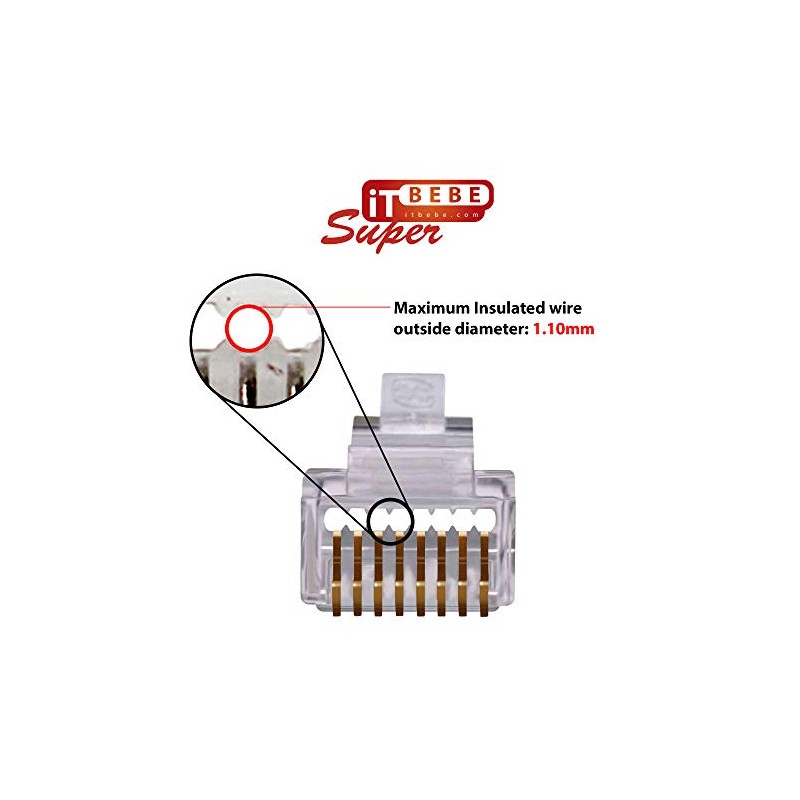 ITBEBE Paquete de 100 Conectores RJ45 de Paso A Través