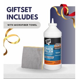 DAP Liquid Cement Crack Filler 1 qt Bundle with Microfiber Cloth - Self-Leveling Concrete Crack Repair for Driveways and Patios - Fast-Drying Concrete Filler for Horizontal Cracks - Gray - (3 Items)