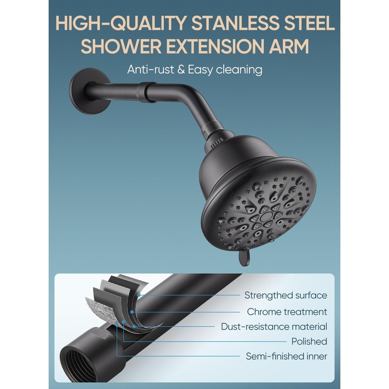 Cobbe Shower Head Extension Arm - 3-Inch Extender, Stainless Steel