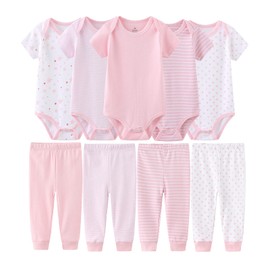MAMIMAKA Baby Bodysuit Short Sleeve One-Piece Newborn Pants Baby Clothes for Baby Boy and Girls 3-6 Months