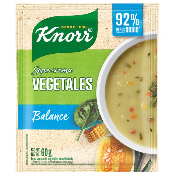 Knorr Balanced Vegetable Cream Soup - Powdered Soup Mix, 4 servings per pouch, 60 g / 2.11 oz (pack of 3)