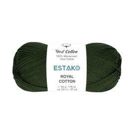 Estako Royal Cotton, 100% Mercerized Giza Cotton Yarn, Soft, Super Fino 1 for Crochet and Knitting 1.76 Oz (50g) / 137 Yrds (125m) (5063 - Hunter Green)