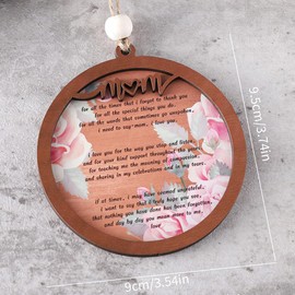 Generic 1pcs Mom Hanging Ornament,Mothers Day, Birthday Gifts for Mom,Mother,Mama, Stepmom, Bonus Mom Gift Ideas,2 Layered Laser Round Wooden Ornament with Bow Lanyard
