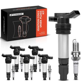 A-Premium Ignition Coils and Spark Plugs Kits Compatible with Volvo XC60 2010-2011, XC90 2007-2011, S60 2011-2012, S80 2007-2011, XC70 2008-2011, V70 2008-2010 & Land Rover LR2 2008-2012 6-PC Set